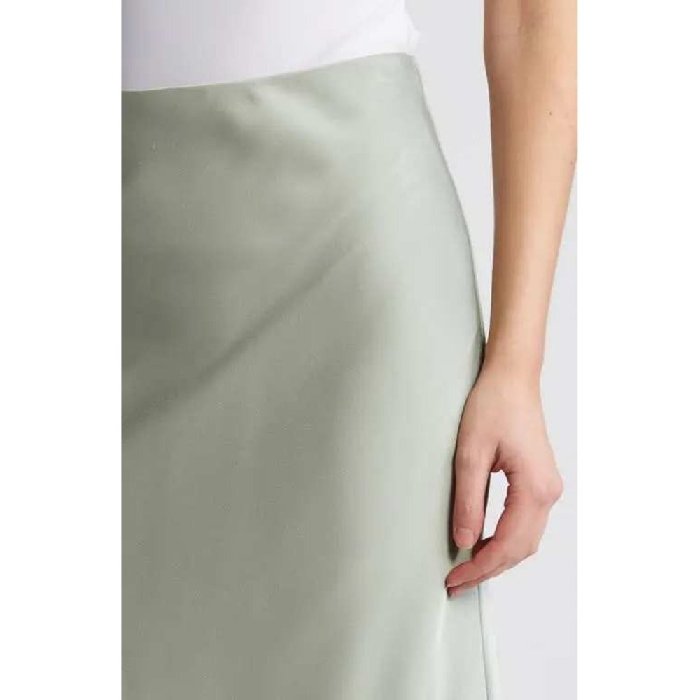 Rue Sophie Artichoke Green Kat Satin Midi Skirt Size Large - Picture 3 of 12